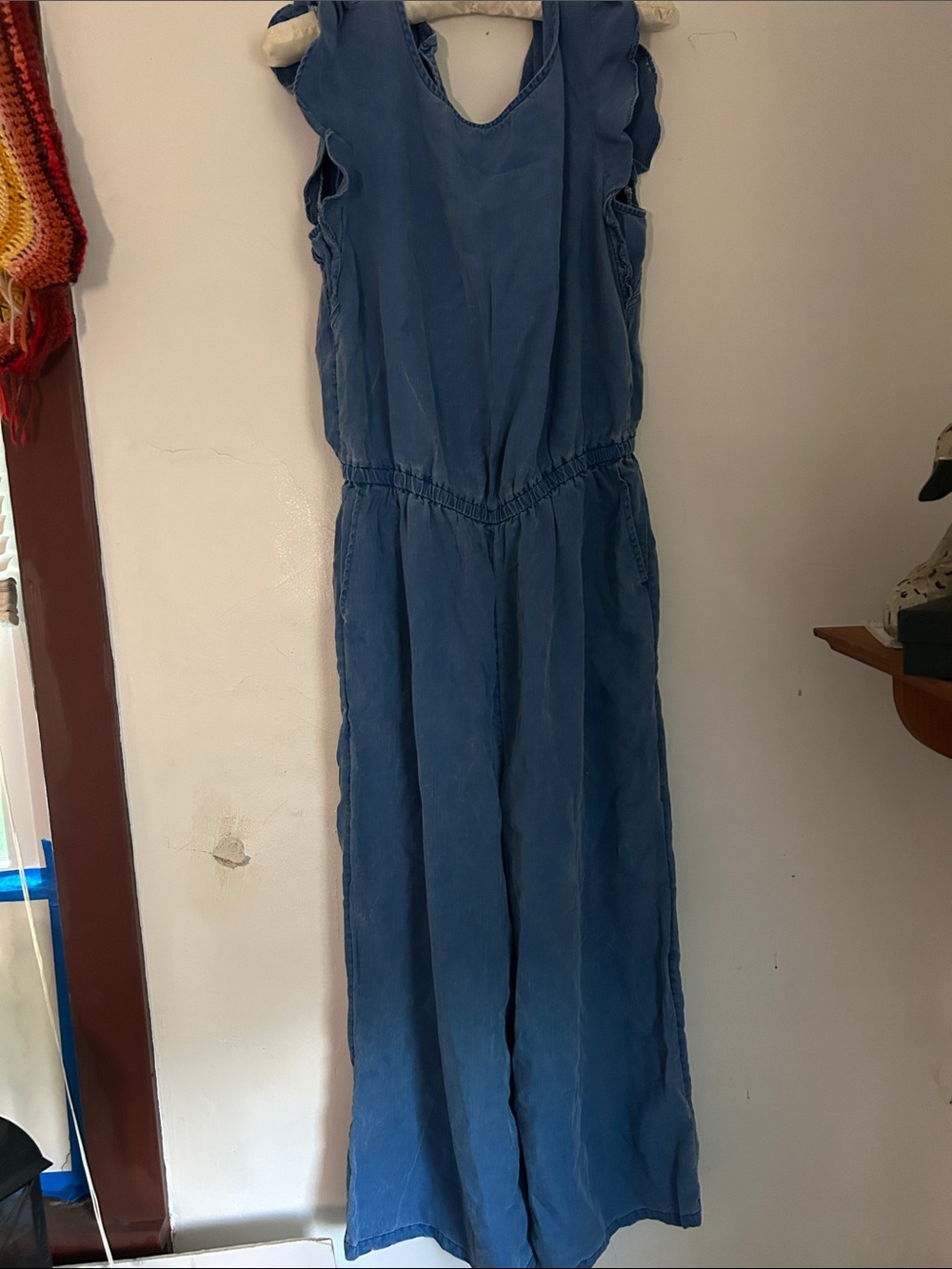 Old Navy Denim-Style Romper in Soft Blue cropped